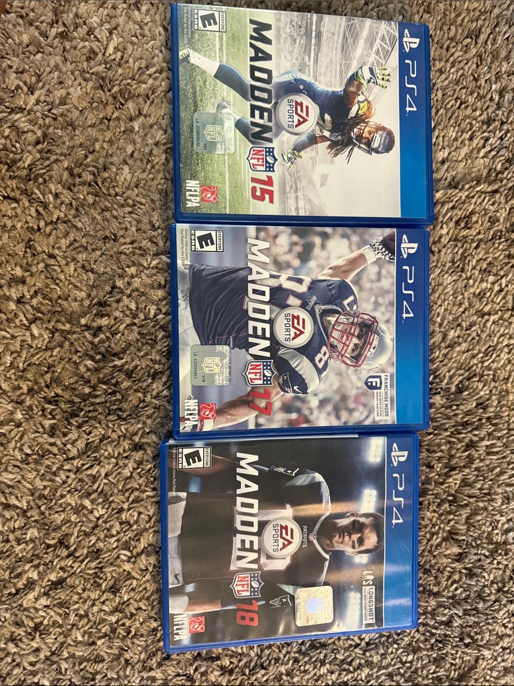 EA Sports Madden NFL PS4 Video Game Bundle - Blue Cases (Madden 15, 17, 18)